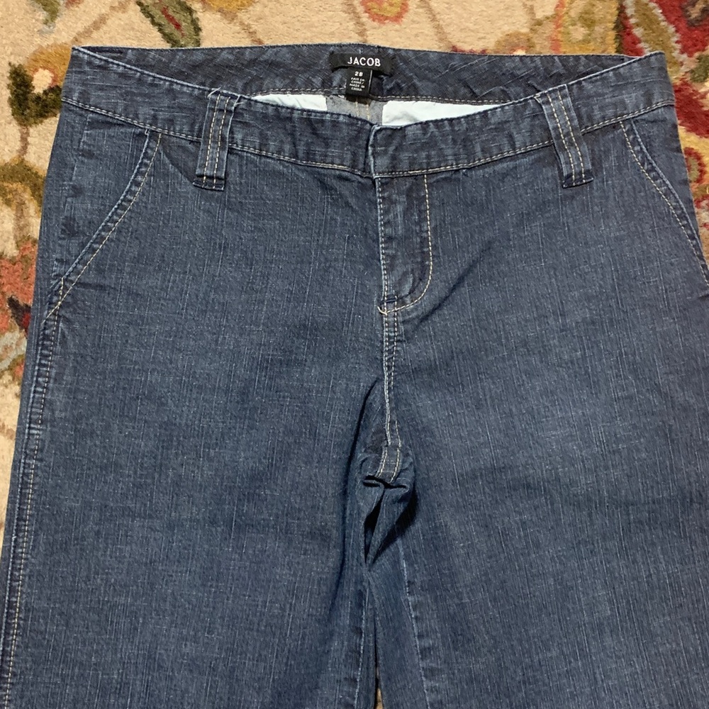 Jacob Women's Indigo Blue Denim Jeans Wide Leg Size 28